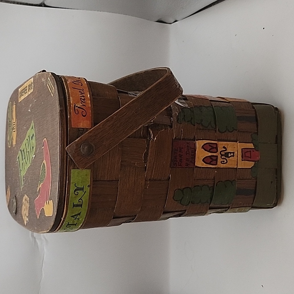 Vintage 1974 Caro Nan Signed Wooden Purse 9.25" X 9.25" X 5.75" - Picture 3 of 17